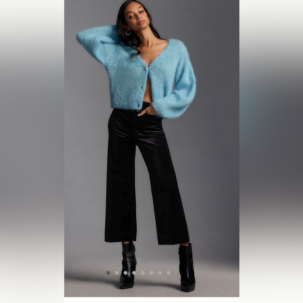 Maeve Black Cropped Wide-Leg Pants